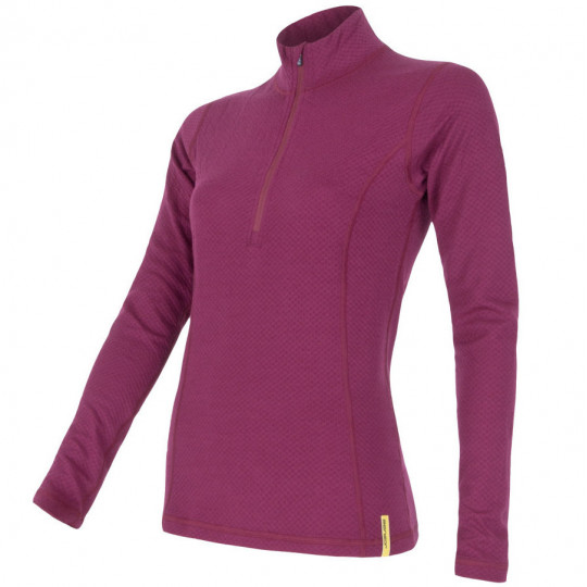 Tee-shirt femme laine Mérinos W'S DOUBLE FACE 1/4 ZIP lilla SENSOR