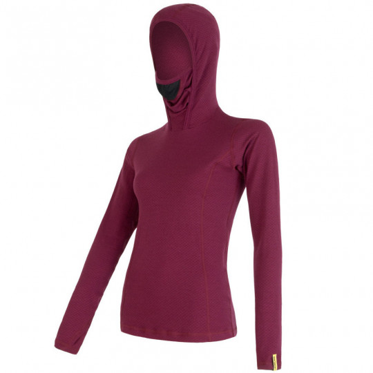 Tee-shirt femme laine Mérinos W'S DOUBLE FACE HOODED lilla SENSOR