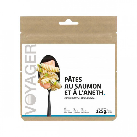 Repas Lyophilisé Pâtes au saumon et à l'aneth 125g - 545 Kcal - Voyager Nutrition