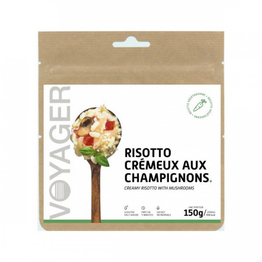 Repas Lyophilisé Risotto Crémeux aux Champignons 150g - 653 Kcal - Voyager Nutrition