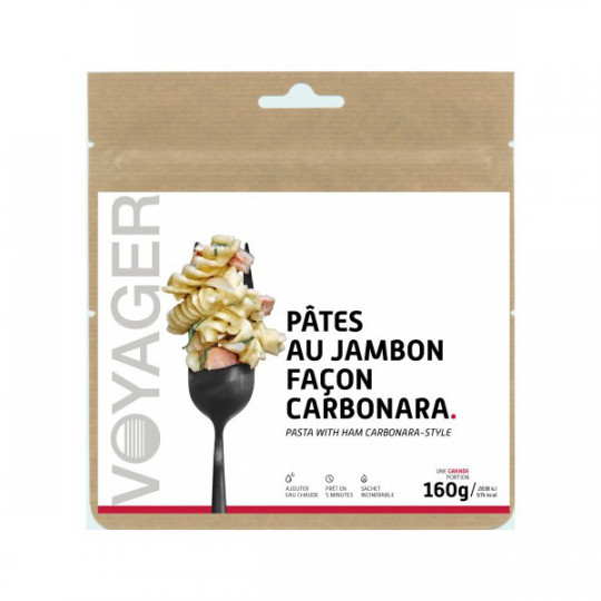 Repas Lyophilisé Pâtes au Jambon façon Carbonara 160g - 665 Kcal - Voyager Nutrition