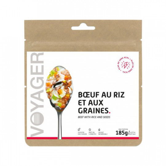 Repas Lyophilisé Boeuf au Riz et aux Graines 185g - 1023 Kcal - Voyager Nutrition