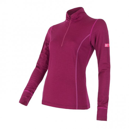 Tee-shirt femme laine Mérinos W'S MERINO ACTIVE LS 1/4 ZIP lilla SENSOR