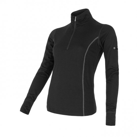 Tee-shirt femme laine Mérinos W'S MERINO ACTIVE LS 1/4 ZIP noir SENSOR