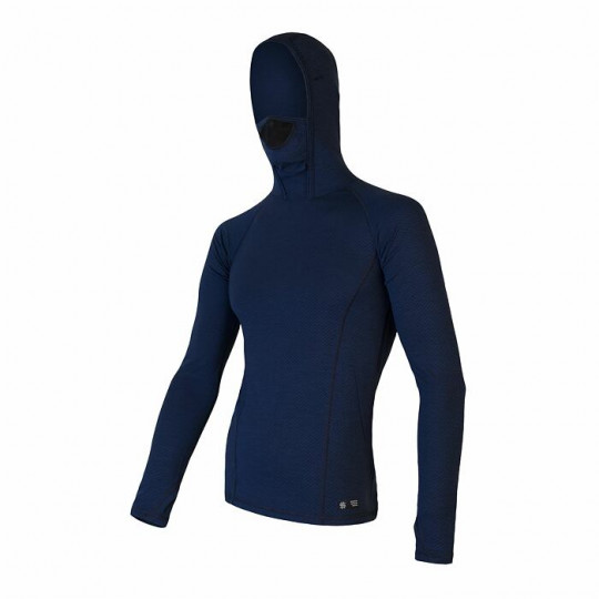 Tee-shirt homme laine Mérinos à capuche DOUBLE FACE HOODED bleu SENSOR