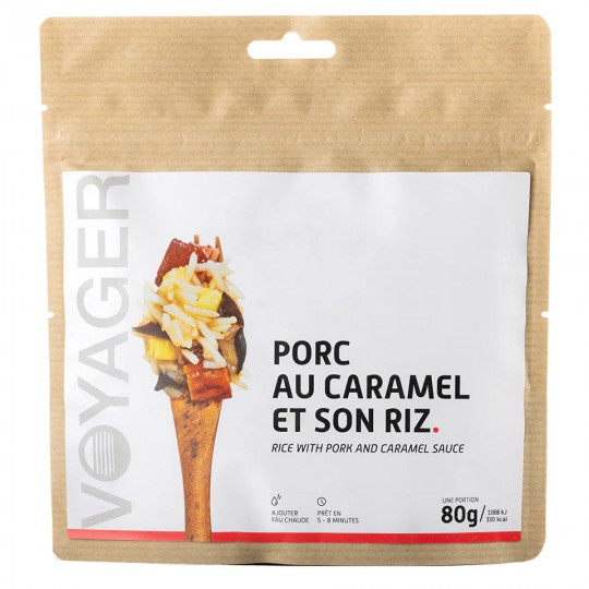 Plat Lyophilisé Porc au caramel et son riz  80g - 374 Kcal - Voyager Nutrition