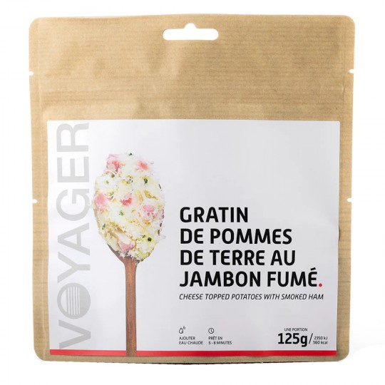 Plat Lyophilisé Gratin de Pommes de Terre au Jambon Fumé 125g - 565 Kcal - Voyager Nutrition