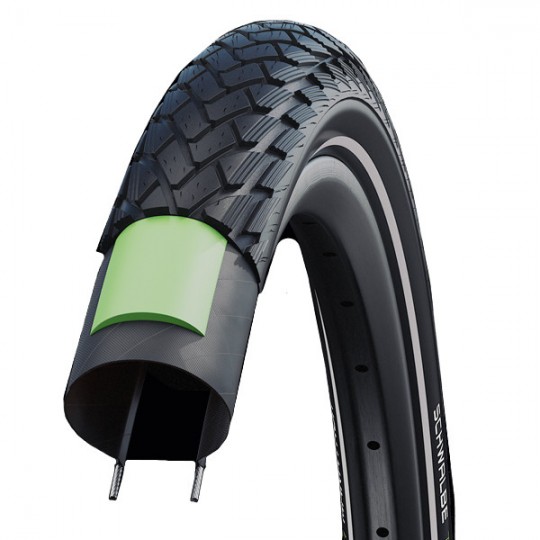 Pneu vélo 27,5x1.65 (44-584) GREEN MARATHON HS620 REFLEX E25 noir SCHWALBE (650 x 42B)