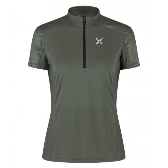 Tee-shirt respirant 1/4 zip femme MOUNTAIN ZIP TEE-SHIRT 49 sage-green Montura