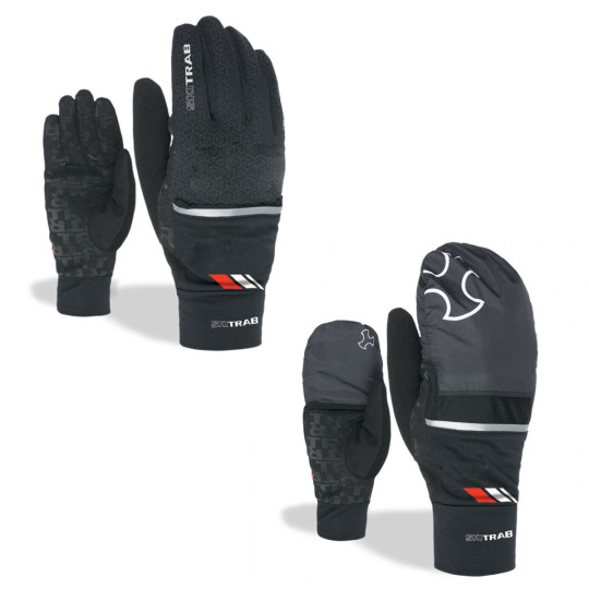 Gants COMBI softshell et surmoufle K SPORT noir-rouge SkiTrab