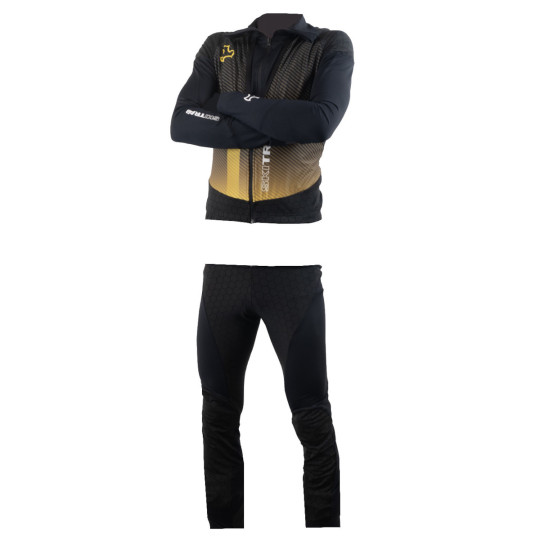 Combinaison ski-alpinisme homme 2 pièces GARA AERO TRACKSUIT MAN Haut+Bas noir-jaune SkiTrab 2025