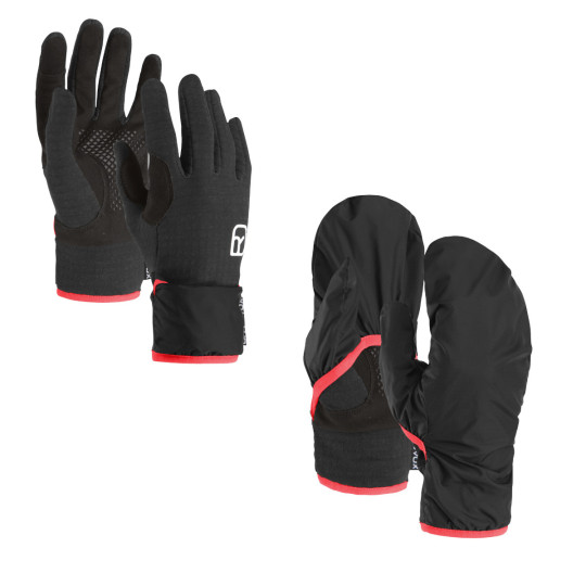 Gants 2 en 1 ski de rando femme FLEECE GRID COVER GLOVE WOMAN black-raven Ortovox 2025